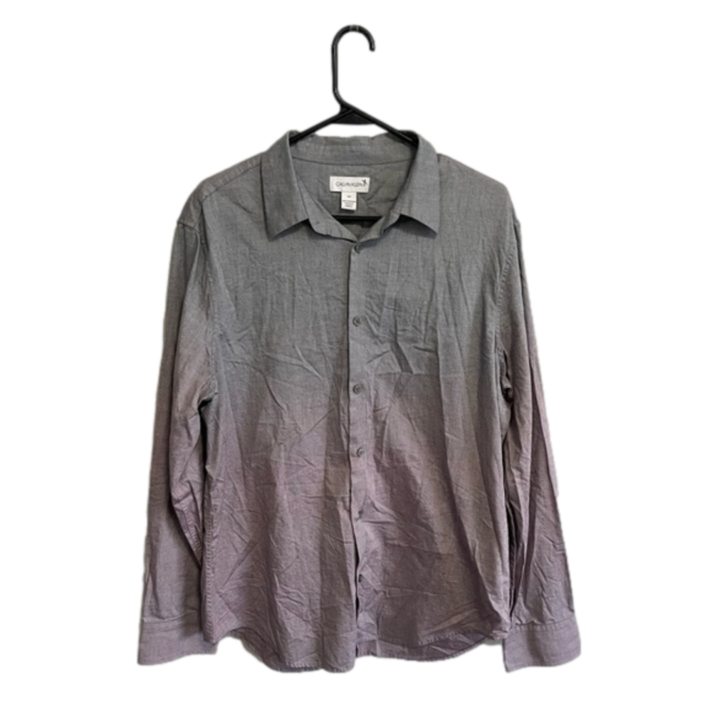 Men’s Large Calvin Klein Gray/Purple Long Sleeve Dress Shirt